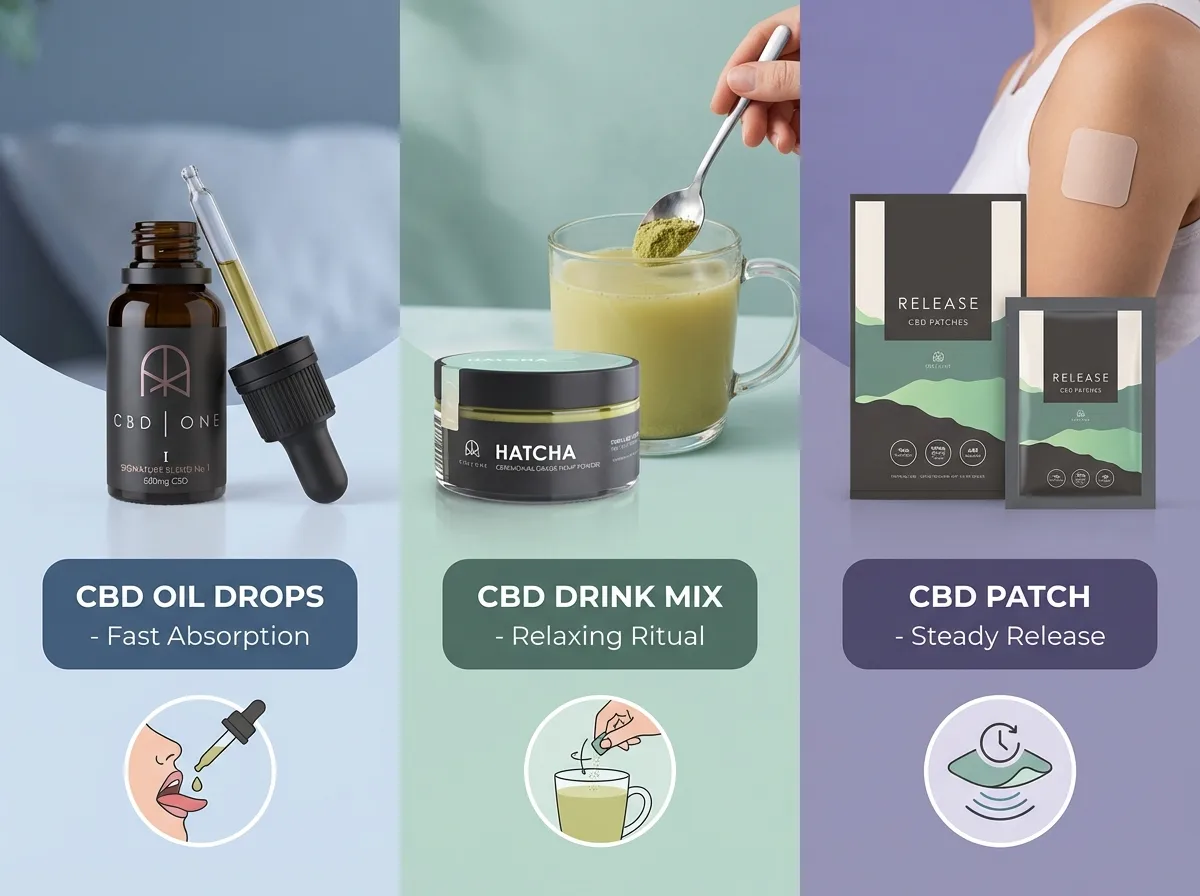 CBD oil vs drinks vs patches